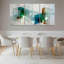 Ensemble de 3 tableaux géométriques abstraits en forme de cubes de verre, imprimés sur toile.-382191144