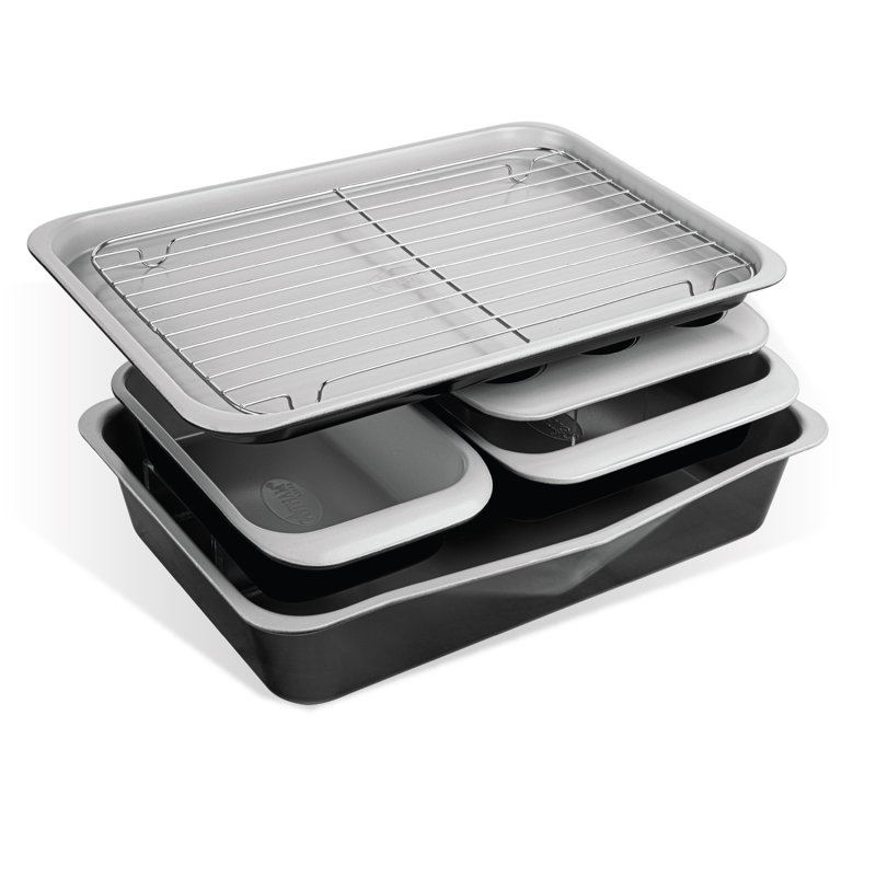 Gotham Steel 6 Piece Black Stackable Bakeware Set, Black