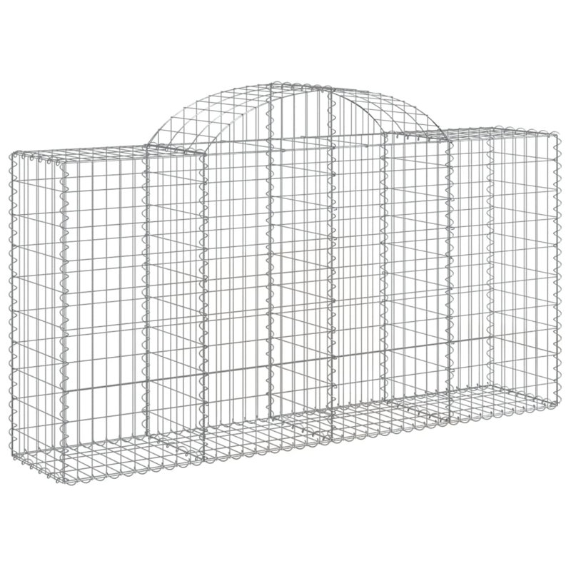 Briceida Silver Galvanised Iron Gabion Baskets, 120cm H x 200cm W x 50cm D