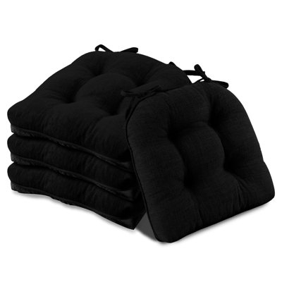 Chair Cushions For Dining Chairs 4 Pack, Memory Foam Chair Cushion With Ties And Non Slip Backing, Tufted Chair Pads For Dining Chairs(Black)
