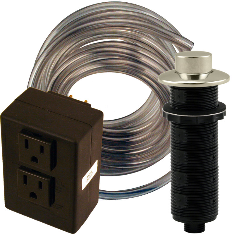 Dual Outlet Raised Button Garbage Disposal Air Switch, Polished Nickel