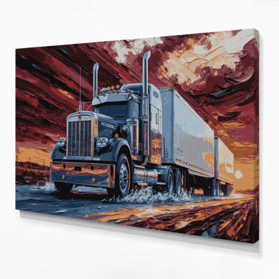 Art sur toile brune, transport et semi-remorque