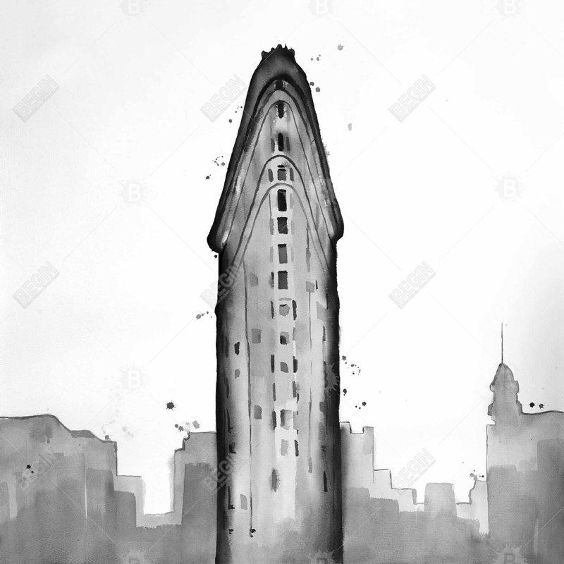 Flatiron building - 18"x18" Throw pillow cover - Poly twill - Print on demand