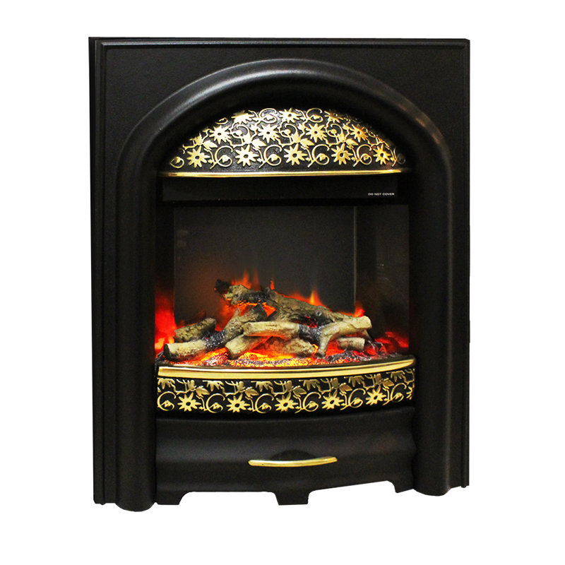 Elsa Belfry Heating 49.5cm W Electric Fireplace Insert, Black/Brass