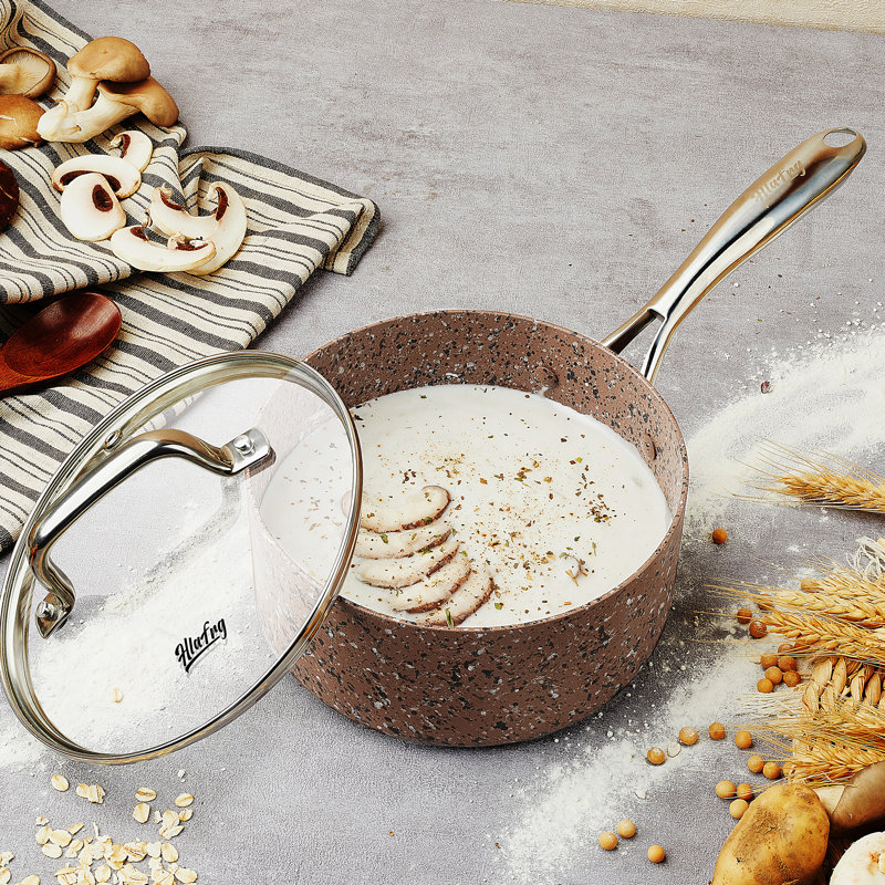 Casserole en granite antiadhésive en aluminium, 1 pinte, Brun