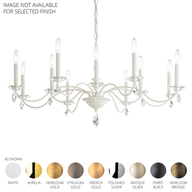 Modique 12 Light 39.5in x 16in Chandelier in Ferro Black with Clear Heritage Handcut Crystals, Silver