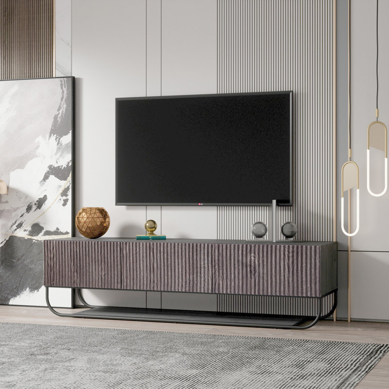 Mercer41 Glam Tv Stand, Gray/Black