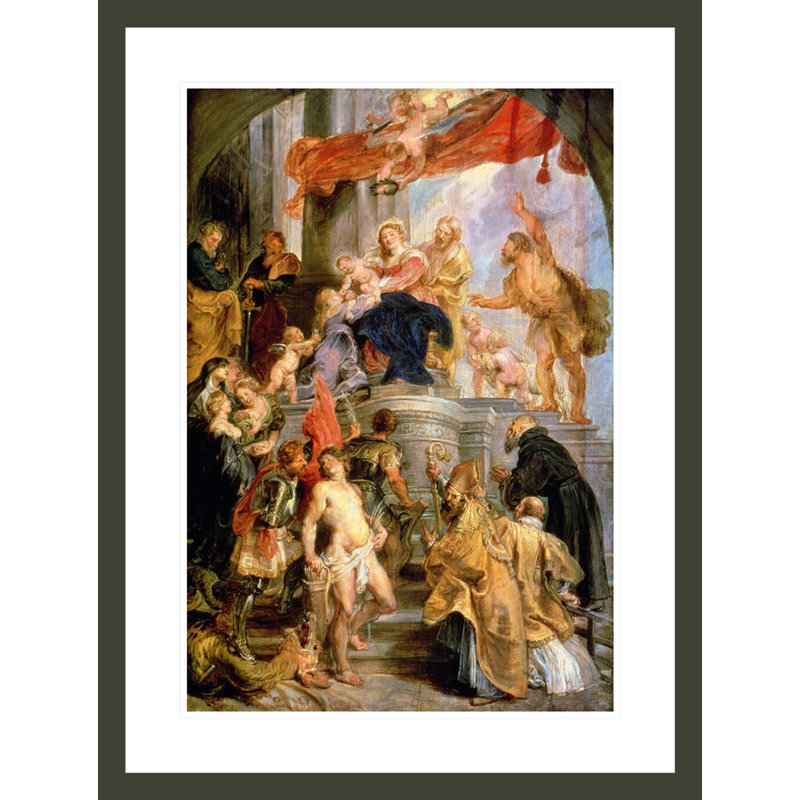 «Introned Madonna with Child Encircled by Saints» par Peter Paul Rubens, impression giclée encadrée, 29.5" H x 22.27" W