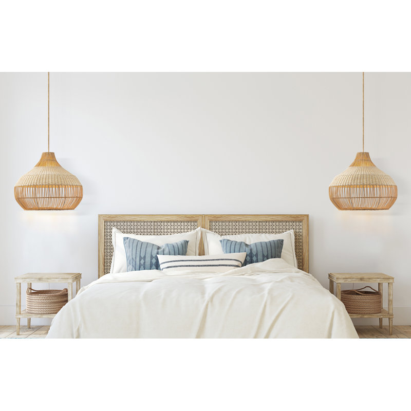 Anterria 1 - Light Natural 17", 21'', 24'' Handwoven Rattan Plug-In or Hardwired Light Fixture for Dining Room or Entryway, Dimmable and Perfect for High Ceilings in Boho Japandi Style