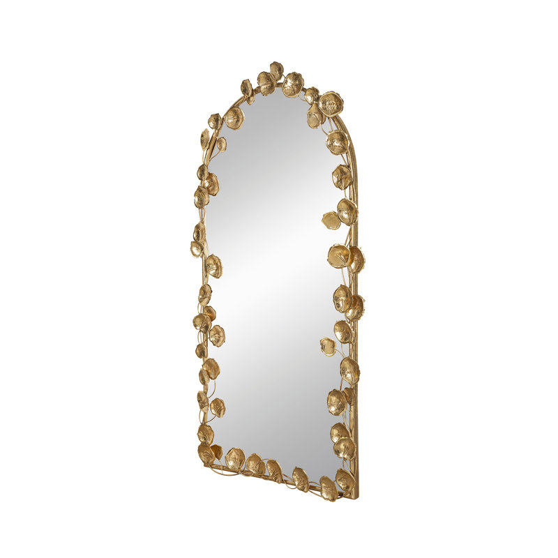 51.5" X 29" Full Length Arched Wall Mirror With Golden Leaf Accents, Decorative Mirror For Living Room Bedroom