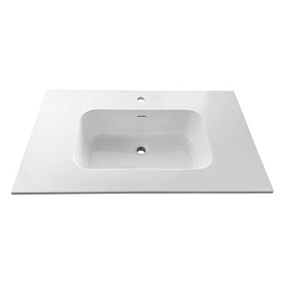 Streamline GT-1208-36 36 in. W x 22 in. D Solid Surface White Rectangular Single Sink Vanity Top in Glossy White