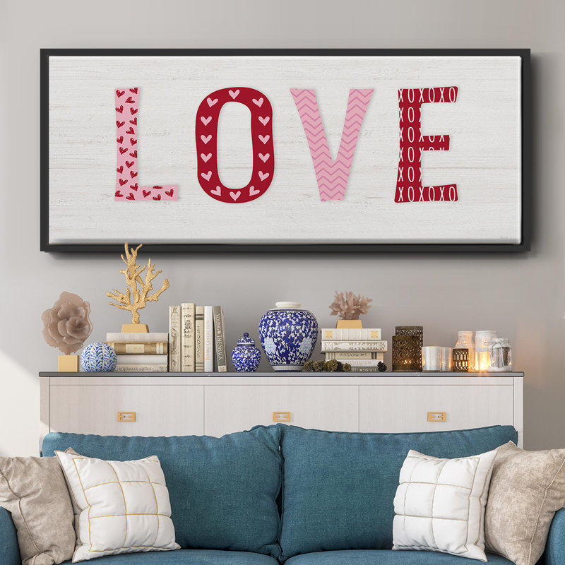 Motif d'amour - toile encadrée, H 8 po x l 20 po