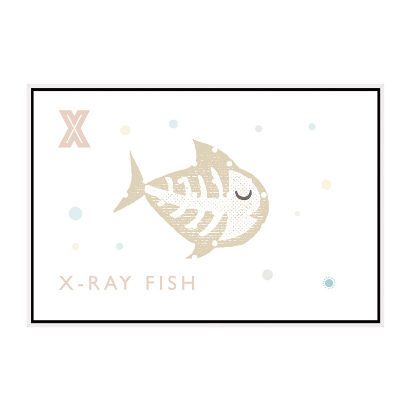 Xray Fish - imprimé, Pas de tapis, H 40 po x l 60 po x 1,5 po, Toile blanche encadrée