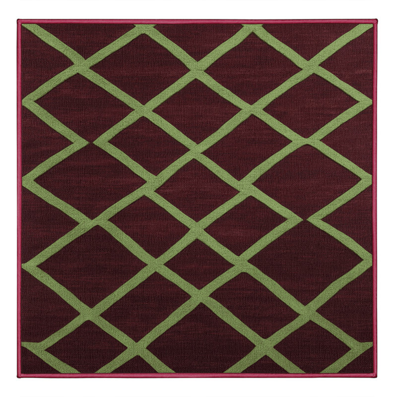 Machine Washable Trellis Red Area Rug, Square 8'