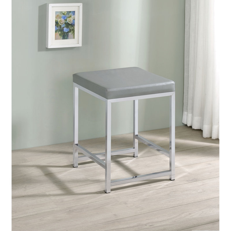 Square Vanity Stool with Chrome Base