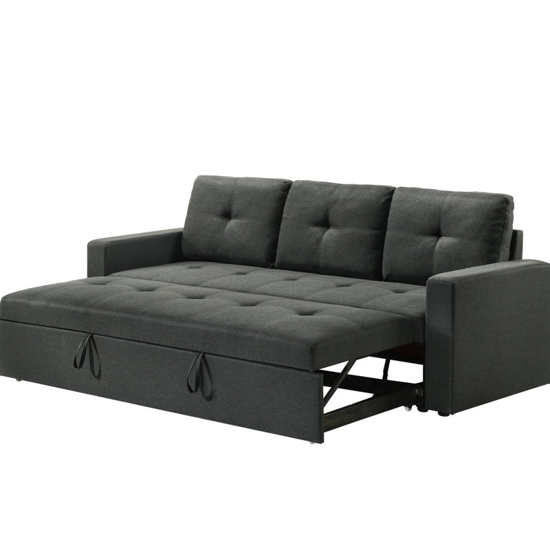 Canapé-lit contemporain en tissu gris foncé avec assise de 20,5 po de profondeur, l 83,5 po x H 33,75 po x P 29,28 po