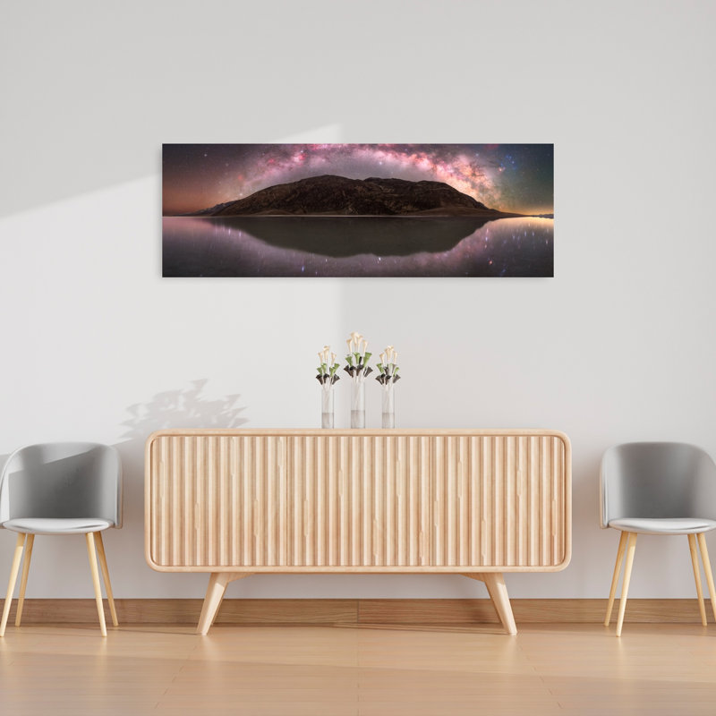 Art laitier, paysage de montagne paisible, H 16 po x l 48 po