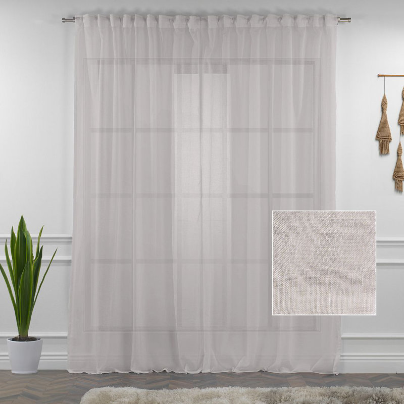 Lin simple extra long et très large sur mesure, Beige, L 100 po x L 204 po