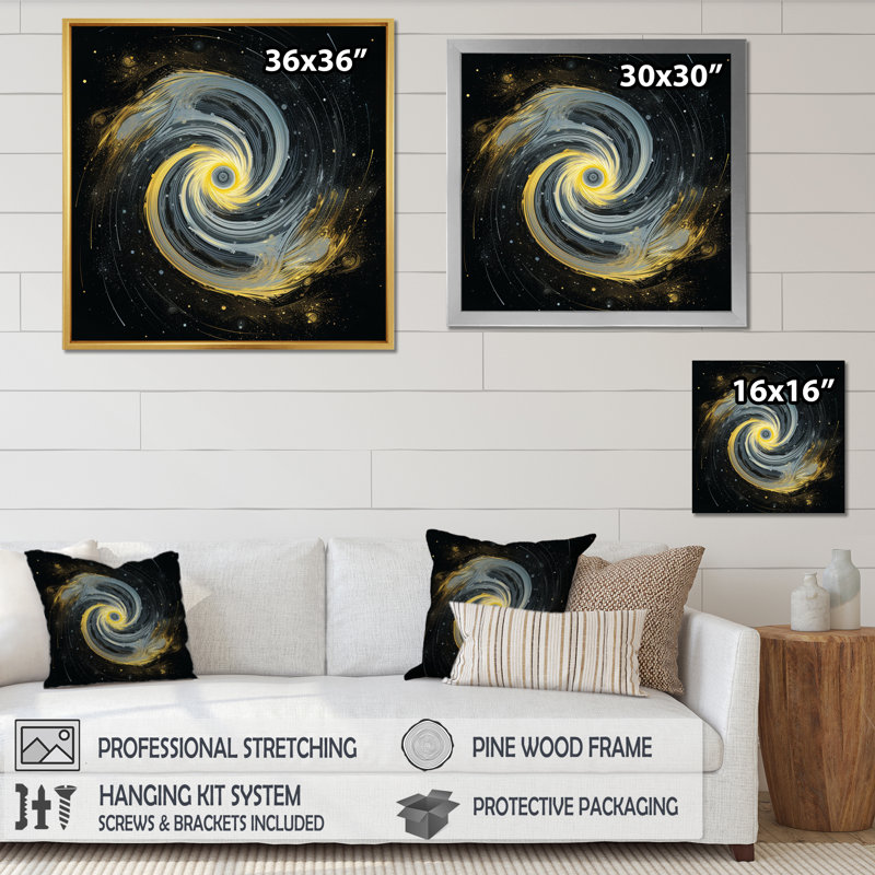 "Space Light Orbiting A Black Hole I", reproduction sur toile, H 30 po x l 30 po x P 1 po, Cadre simple noir