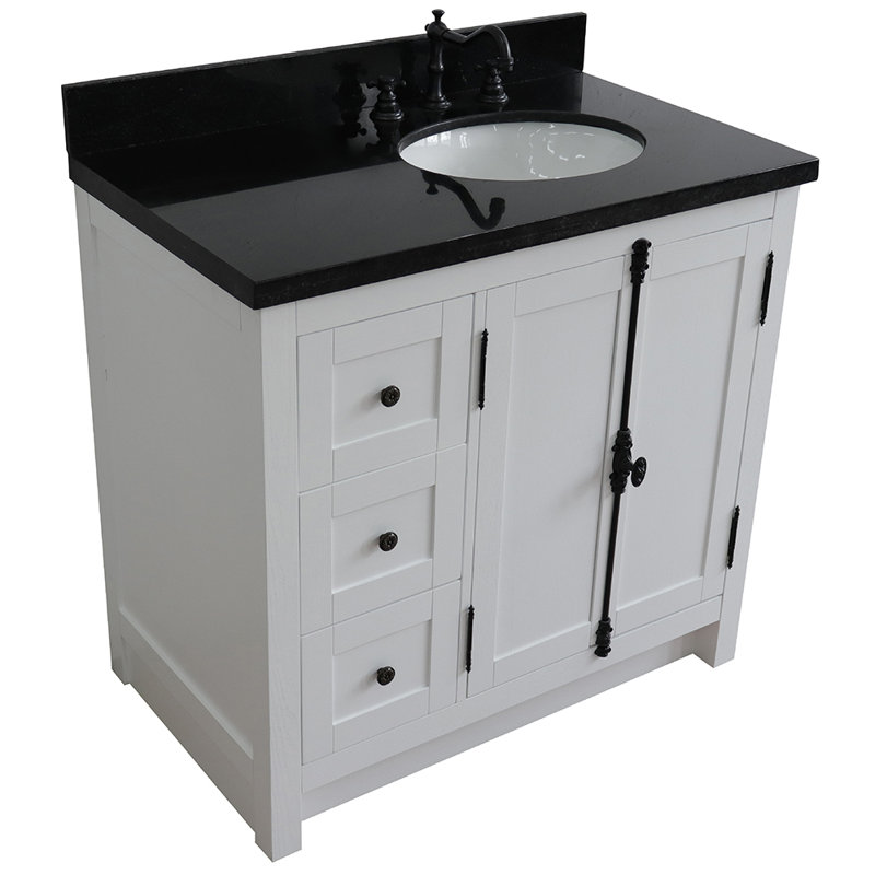 Ensemble de meuble-lavabo simple 37 po Seshadri, Noir galaxie, Glacier cendré
