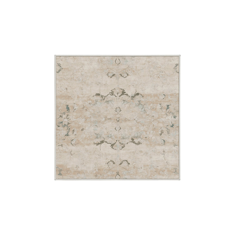 Tapis beige lavable à la machine GSIX03673, Carré 8 pi