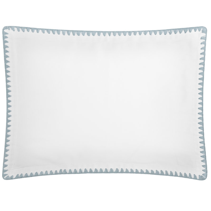 POPPY Sham, Euro, white/ aqua