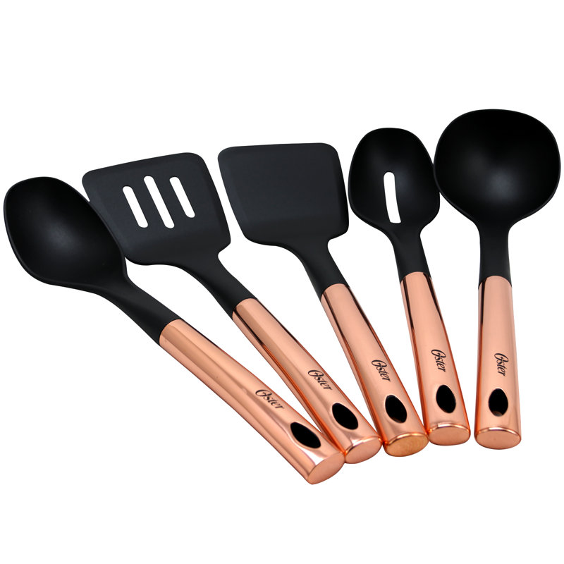 Oster 5-Piece Kitchen Bliss Utensil Set, Black/Rose Gold