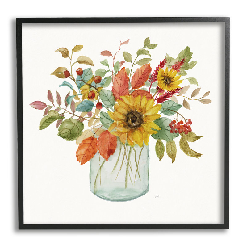«Simple Country Botanicals» par Nan - Peinture, H 17 po x l 17 po x P 1,5 po, Giclée encadrée noir minuit