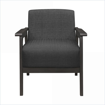 Chaise d'appoint rembourrée en tissu gris anthracite pour adultes, structure en bois d'hévéa massif gris antique, mobilier de salon