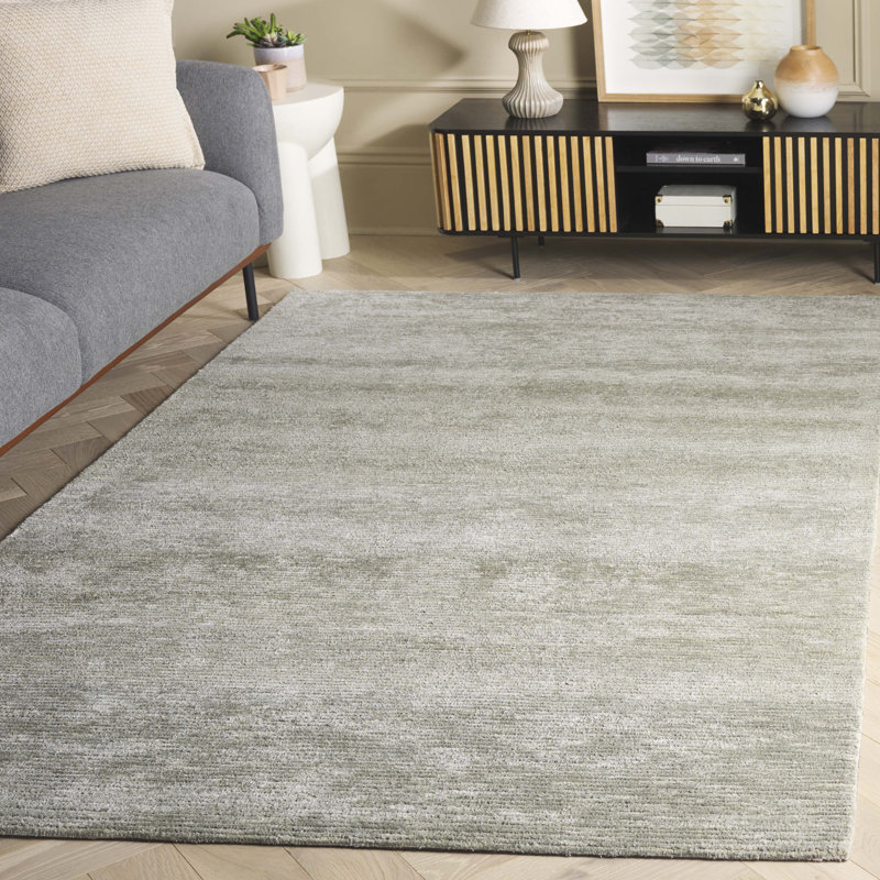 Akshada Hand Tufted Viscose/Wool Rug in Green, Rectangle 5' x 8'