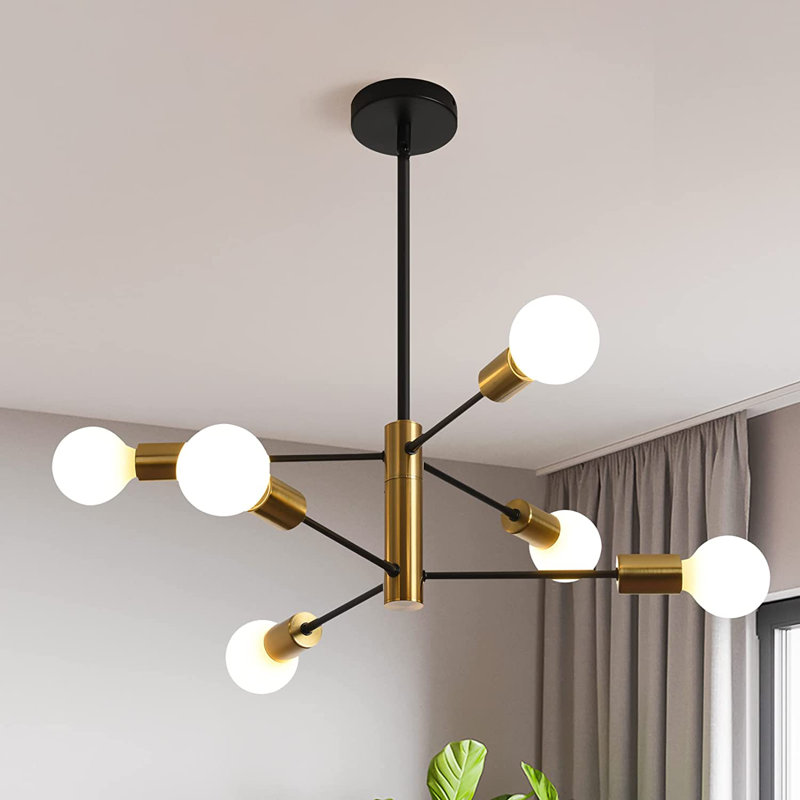 Cobina 6 - Light Dimmable Sputnik Sphere Chandelier, Gold/Black