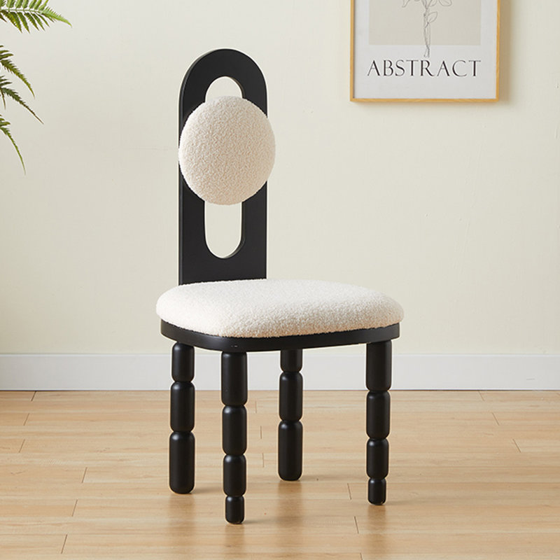 Chaise d'appoint Mid-Century moderne en molleton Sherpa avec pieds en bois massif pour le salon
