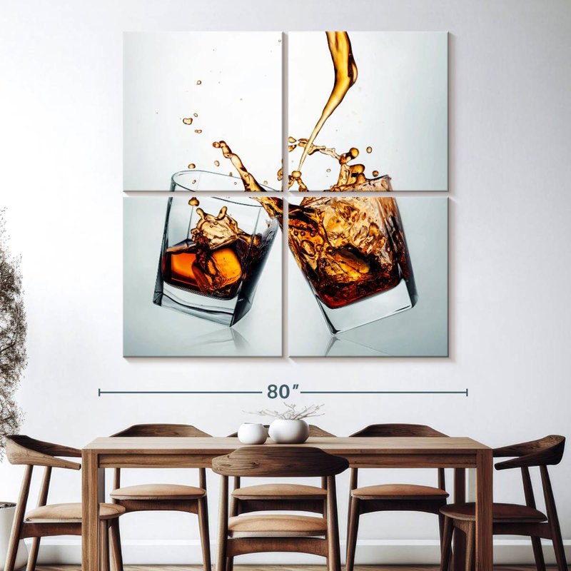 Splashing Whiskey Drinks, 74" H x 74" W