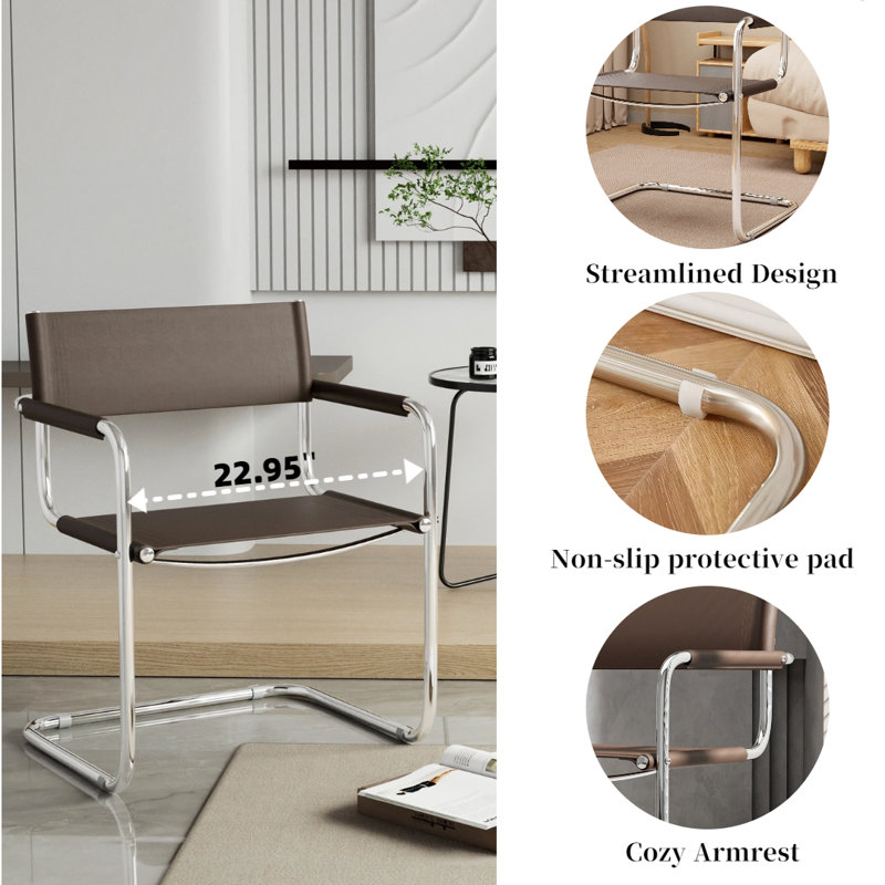 Fauteuil d'appoint en cuir Momei Saddle, Brun