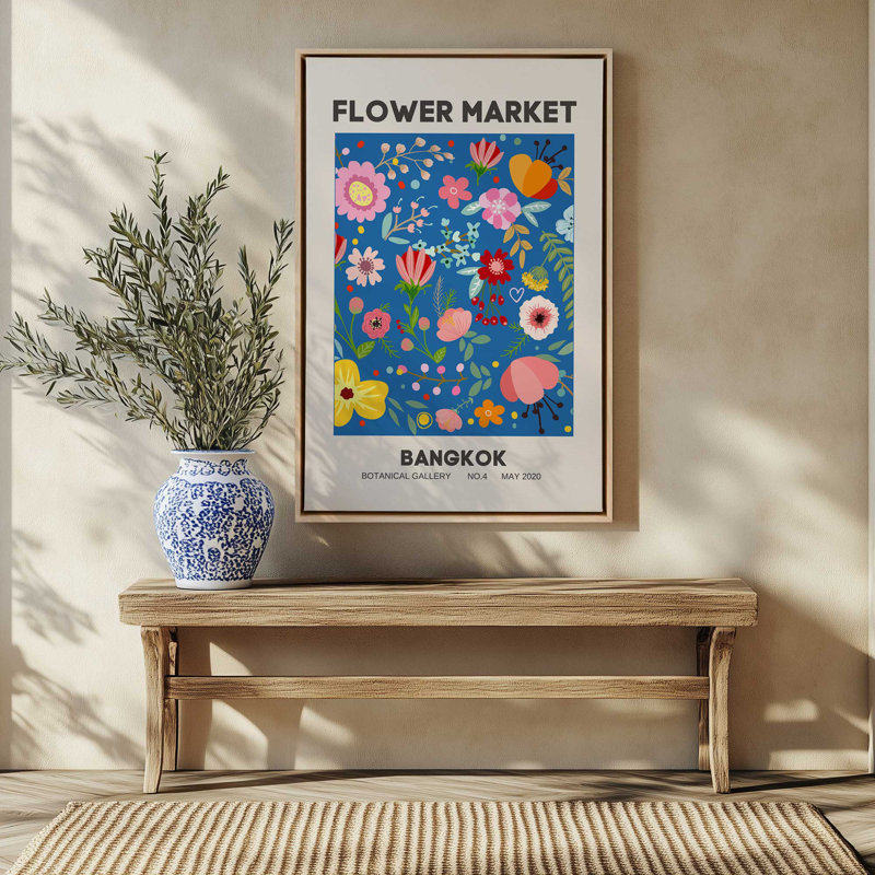 Impression sur toile encadrée, "Flower Market", H 18,75 po x l 12,75 po, Noir satiné