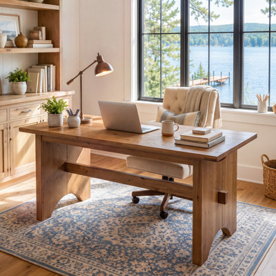 63" Farmhouse Solid Wood Executive Desk