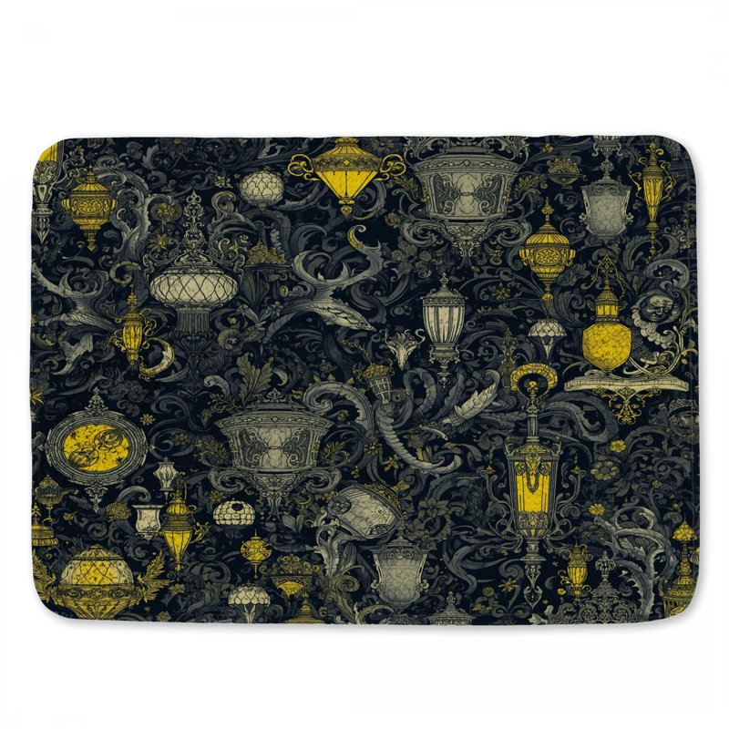 Tapis de bain Ornate Lanterns Illustration, L 34 po x L 21 po