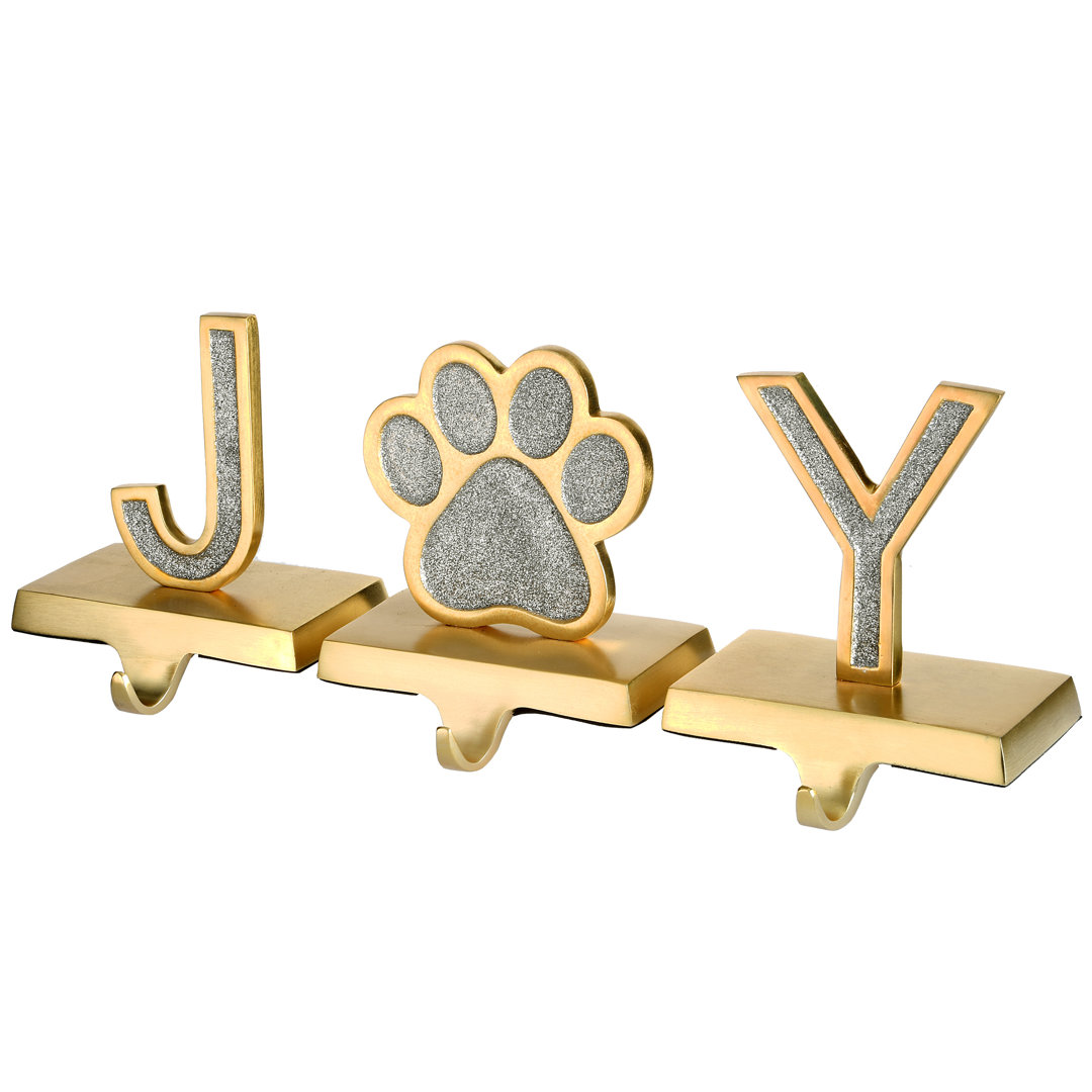 5" Silver Sparkle JOY Stocking Holders, 3-Pieces The Holiday Aisle®