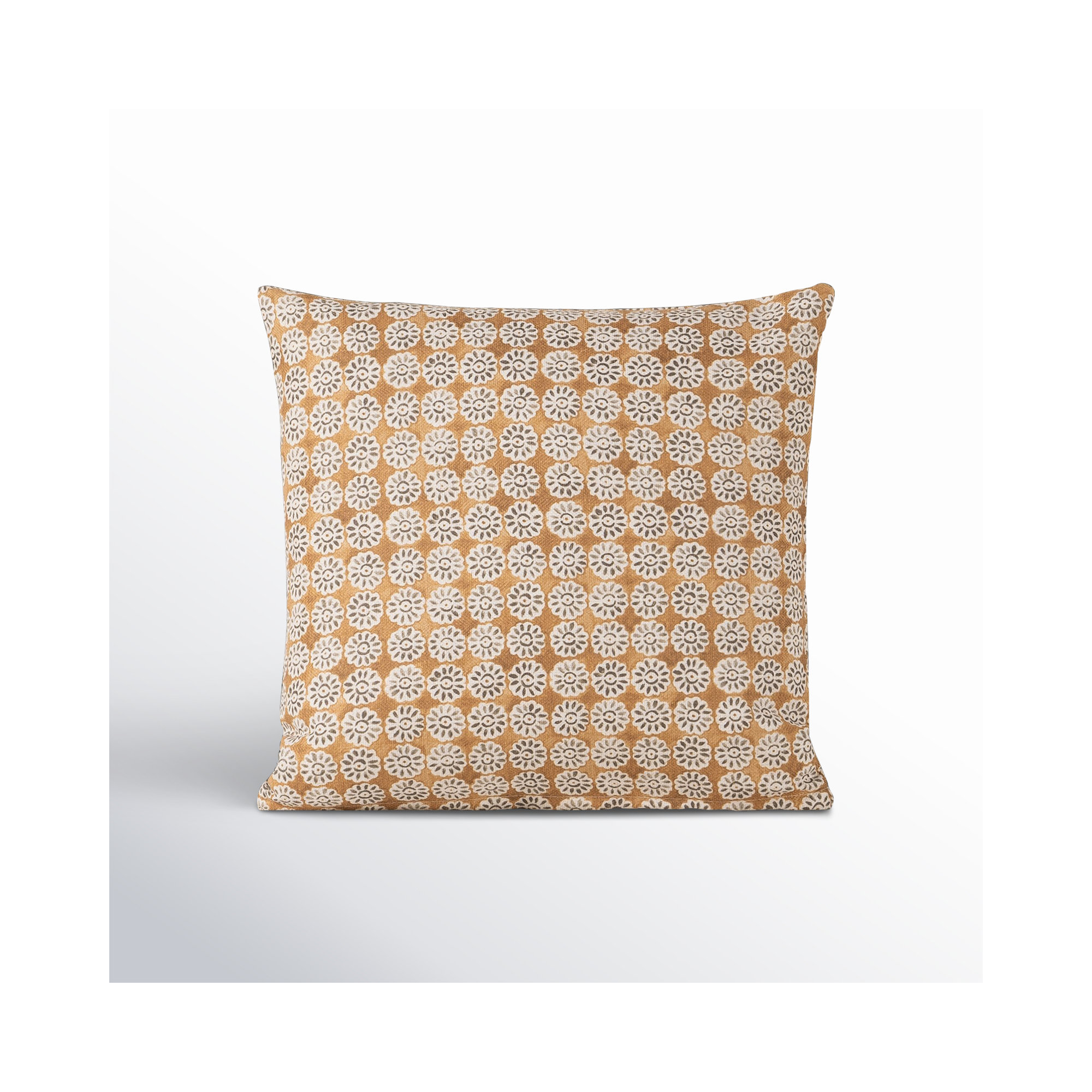 Hansah Pillow, Square 22", Saffron Geometric, Feather