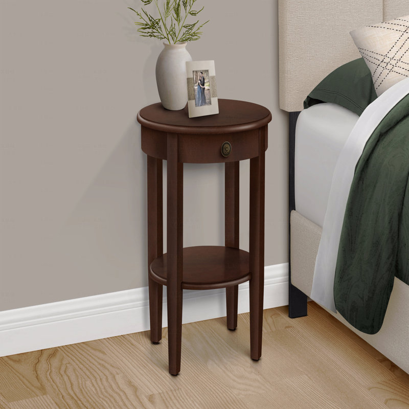 Table d'appoint, 2 niveaux, table de bout, table d'appoint, ronde, table de chevet, lampe, placage, transitionnel