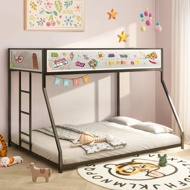 Lifesky Metal Bunk Bed For Kids - Twin Over Full Bunkbed With Mesh Guardrail - Space Saving For Small Bedrooms - Sparks Creativity For Boys Girls Ages 6+