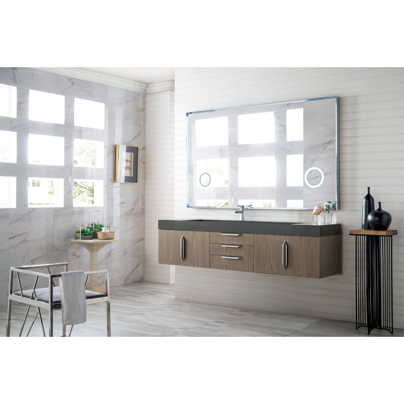 Mercer Island 72'' W Single Vanity, Glossy White, Dusk Gray, Brushed Nickel