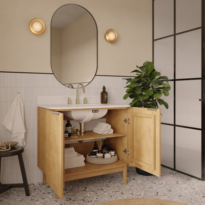 Kensington Reeded 30" Single Bathroom Vanity With Cultured Marble Countertop