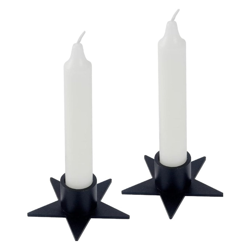 2 pièces de bougeoirs à chandelle noire Pentagram