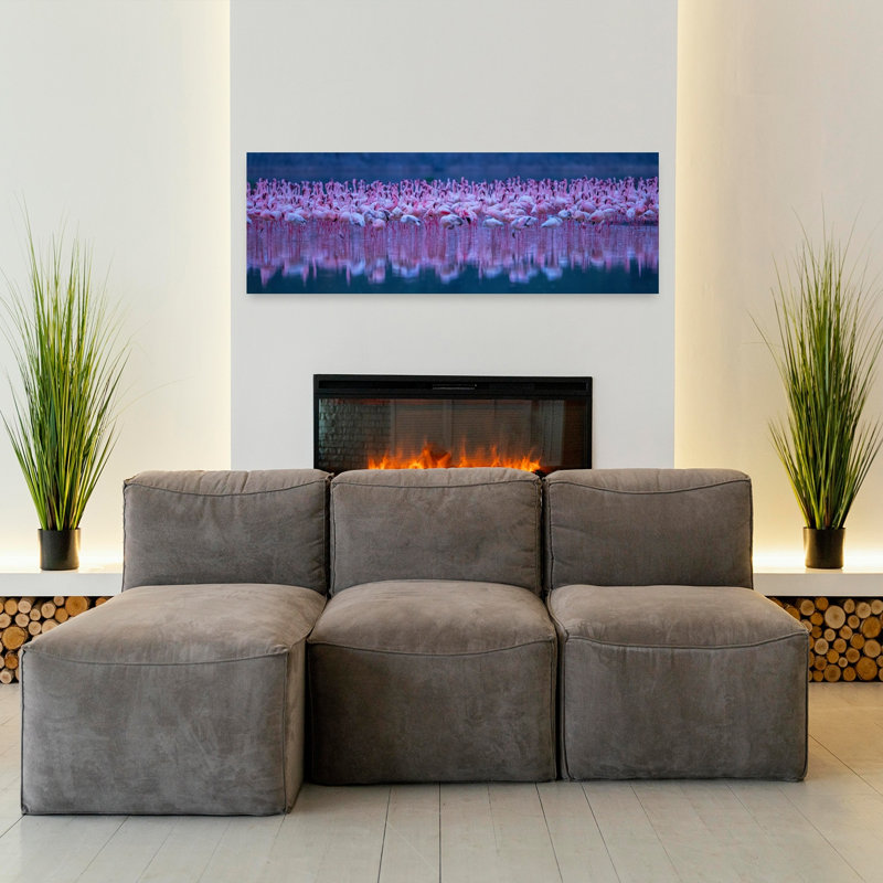 Pink Flamingo Reflections by David Hua - Wrapped Canvas Panoramic Print, 121.92 cm H x 40.64 cm W