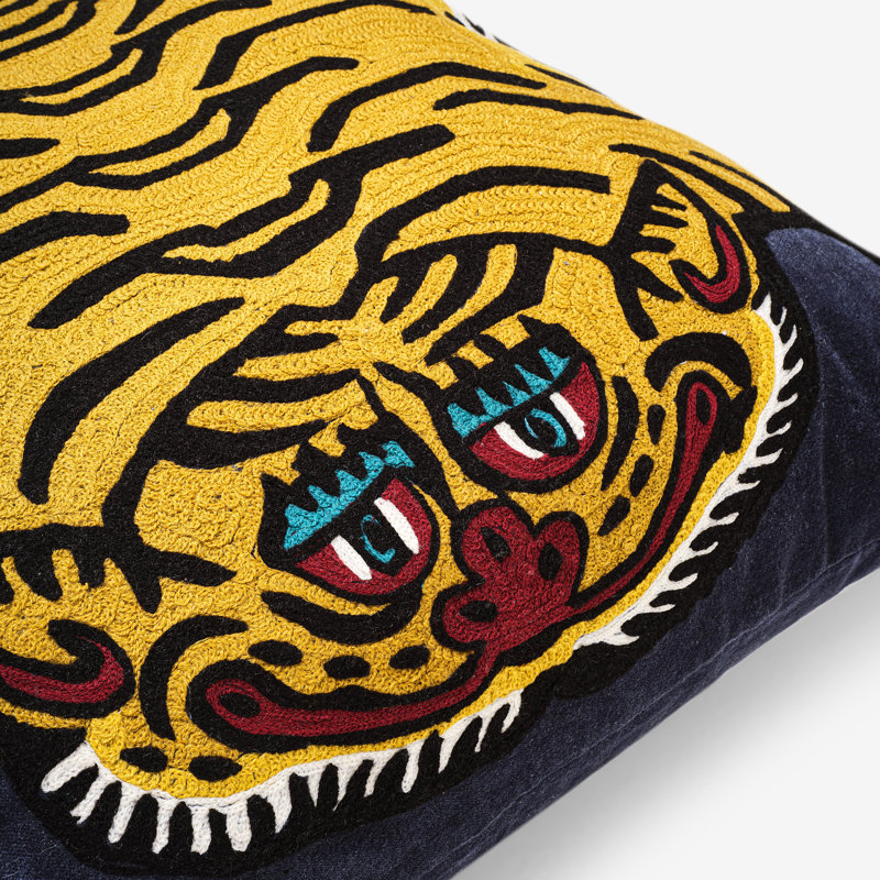 Square Throw, Blue/Mustard