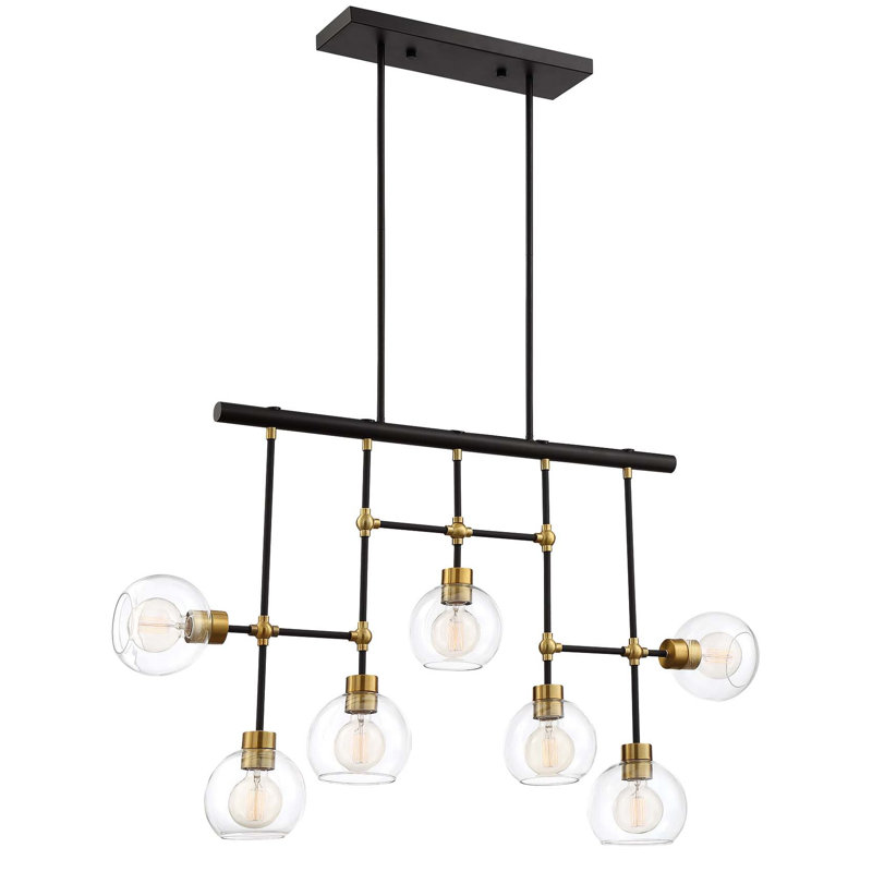 Luminaire suspendu pour îlot de cuisine 7 lumières Marisha, Laiton poli