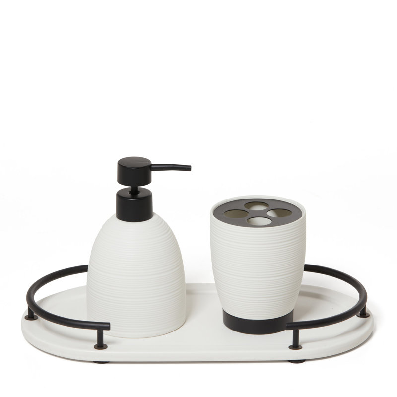 Ensemble d'accessoires de salle de bain 3 pièces, Dubaï, Garniture noire