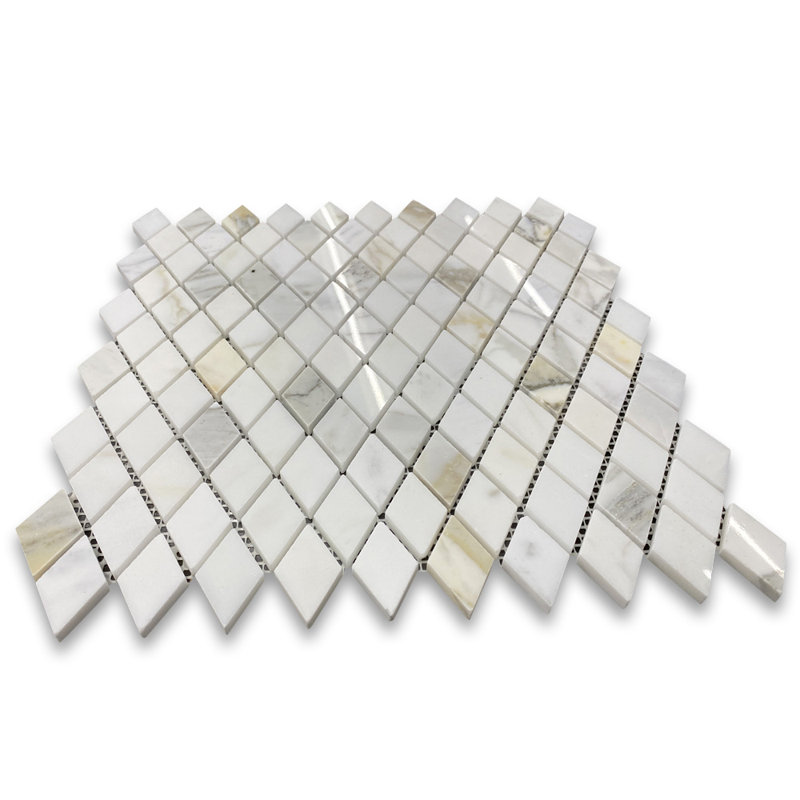Calacatta 12" x 12" Marble Mosaic Tile, White/Gray