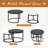  2 Piece Nesting Round Coffee Table Set, Composite Top & Black Metal Frame Living Room Decor
